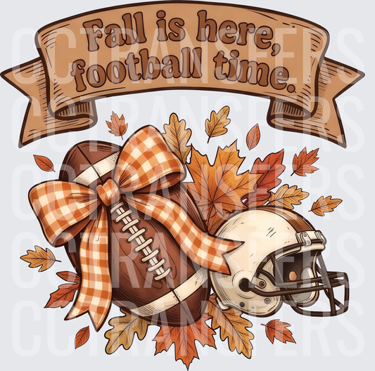 Fall Is Here Football Time Autumn Leaves Bow Helmet (DTF)