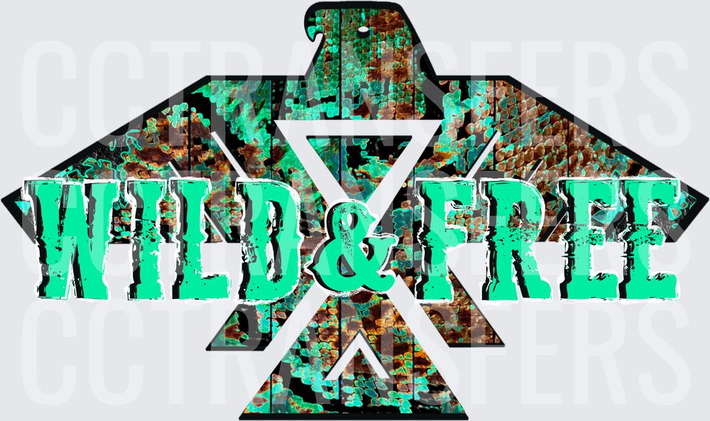 Wild & Free Turquoise Snake Skin Thunderbird (DTF)