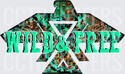 Wild & Free Turquoise Snake Skin Thunderbird (DTF)