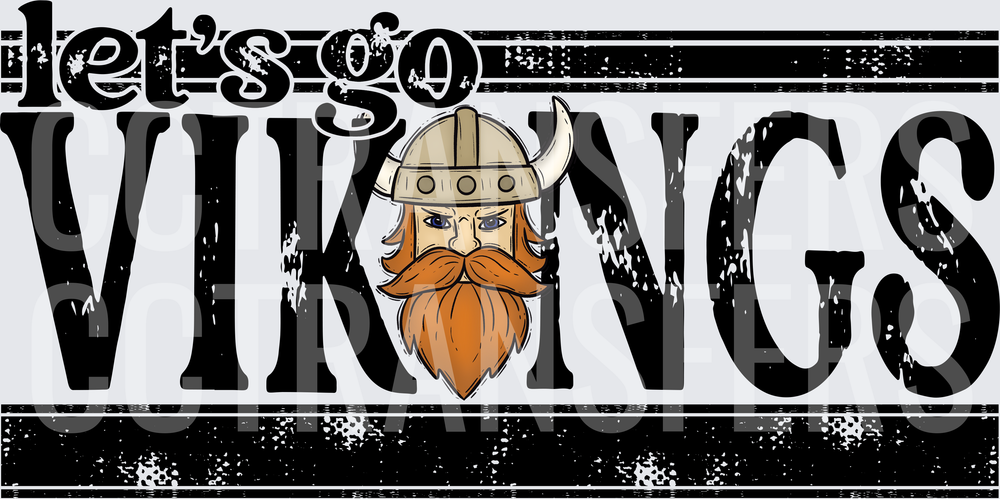 Let's Go Vikings Distressed Viking Warrior Head (DTF)