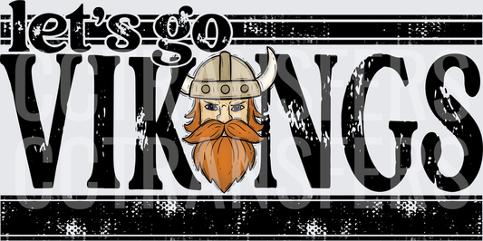 Let's Go Vikings Distressed Viking Warrior Head (DTF)