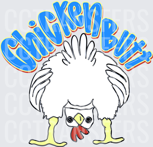 Chicken Butt Funny Cartoon Hen Bent Over (DTF)