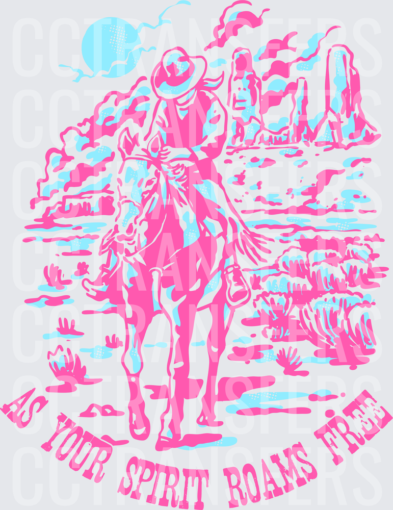 As Your Spirit Roams Free Cowgirl Riding Horse Desert (DTF)