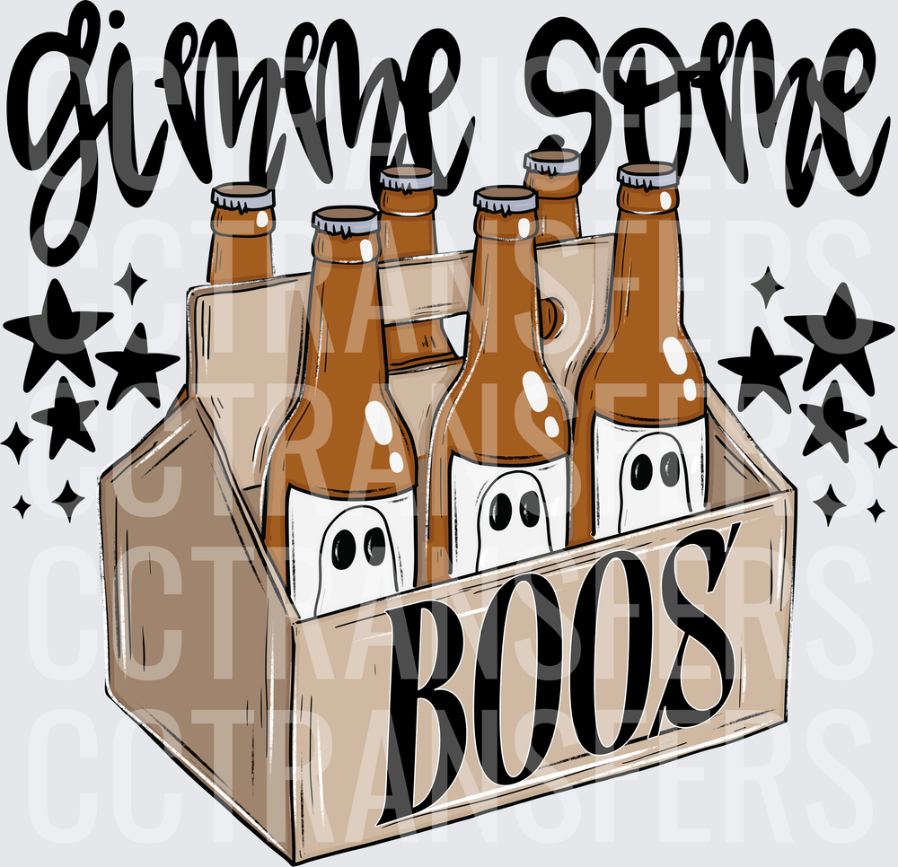 Gimme Some Boos Ghost Beer Six Pack Halloween (DTF)