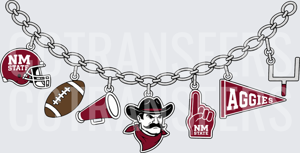 Silver Chain Charm Bracelet Aggies NM State Football Fan (DTF)