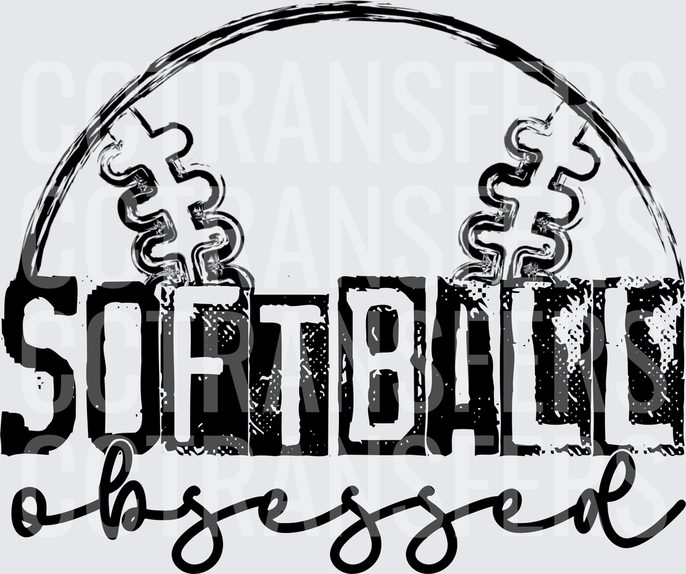 Softball Obsessed Half Ball Stitching Graphic (DTF)