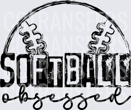 Softball Obsessed Half Ball Stitching Graphic (DTF)