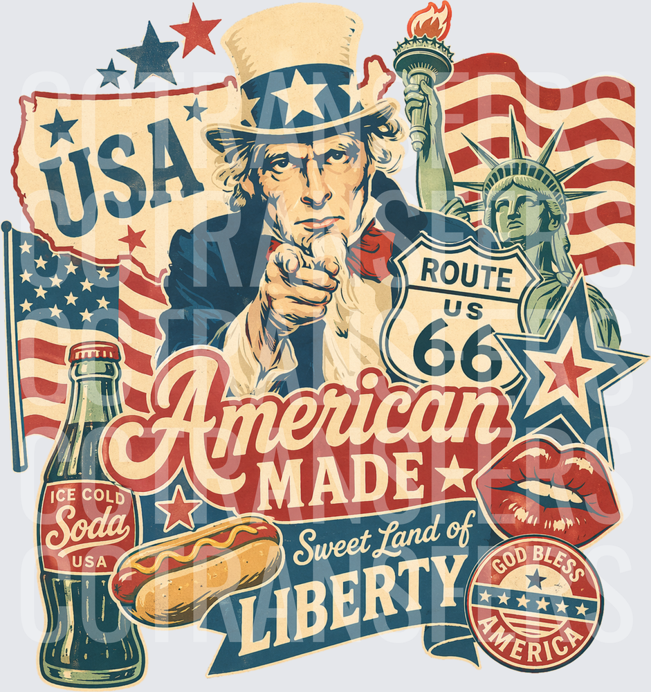American Made Sweet Land of Liberty Patriotic Collage (DTF)
