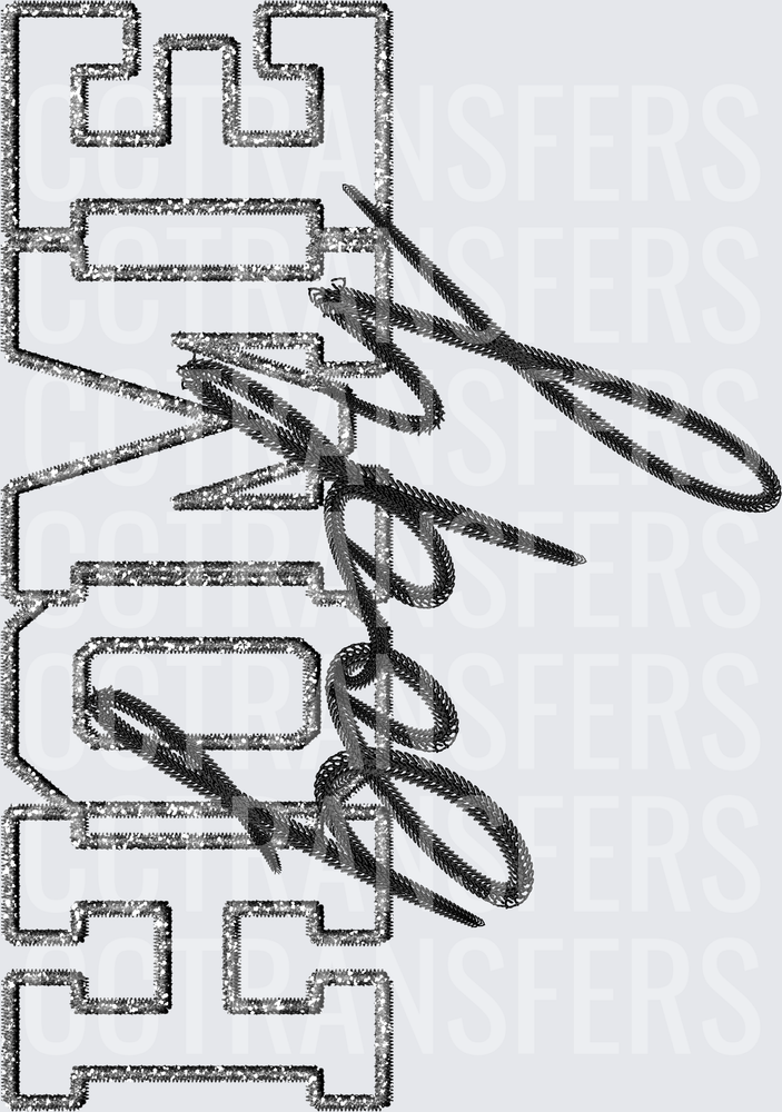 Embroidery Style HOME Script Overlay Block Letters (DTF)