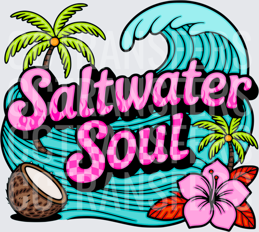 Saltwater Soul Tropical Wave Palm Tree Hibiscus (DTF)