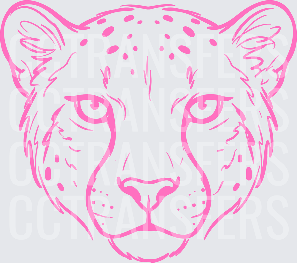 Pink Line Art Cheetah Face Portrait (DTF)
