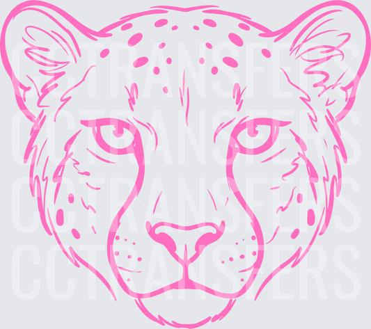 Pink Line Art Cheetah Face Portrait (DTF)