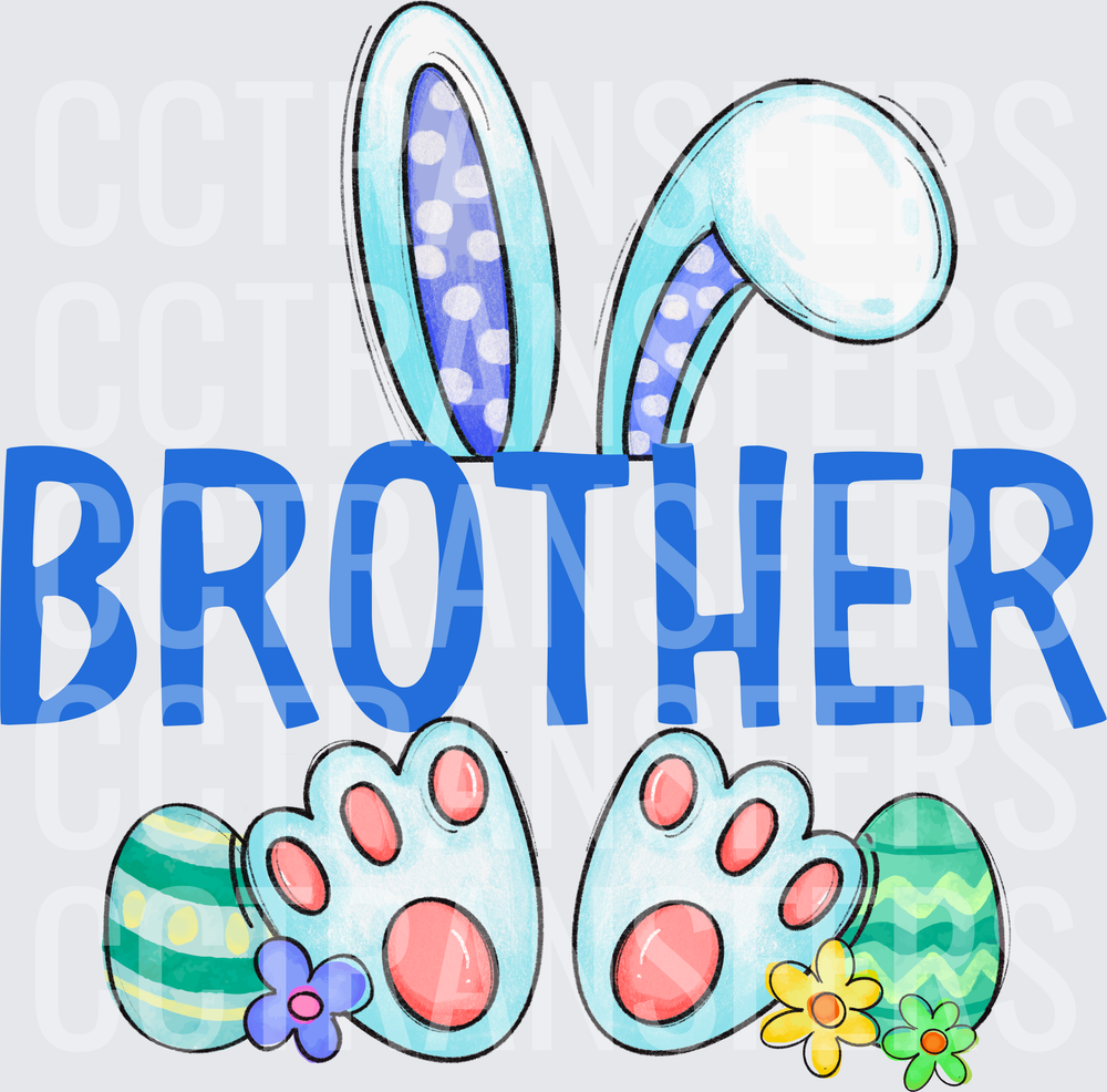 Brother Easter Bunny Ears Paws Eggs Flowers (DTF)