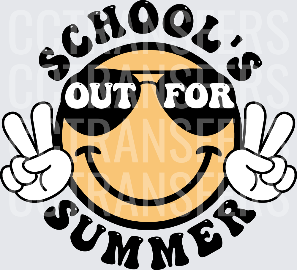 School's Out For Summer Smiley Face Peace Signs (DTF)
