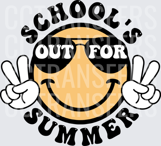 School's Out For Summer Smiley Face Peace Signs (DTF)