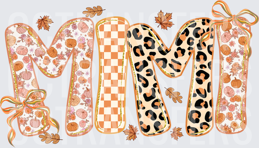 Fall Floral Pumpkin Leopard Checkered Mimi Letters (DTF)