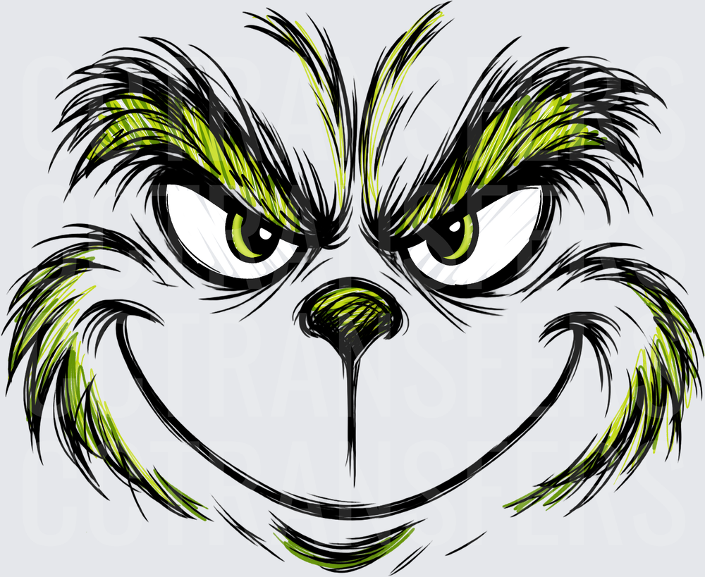 Mischievous Green Furry Creature Evil Grin Face G-Man (DTF)