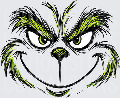 Mischievous Green Furry Creature Evil Grin Face G-Man (DTF)