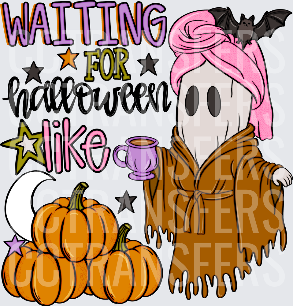 Waiting For Halloween Like Ghost in Robe Pink Towel (DTF)