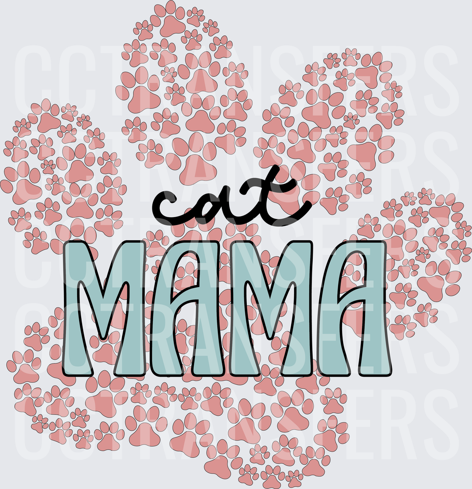 Cat Mama Paw Print Collage Design (DTF)