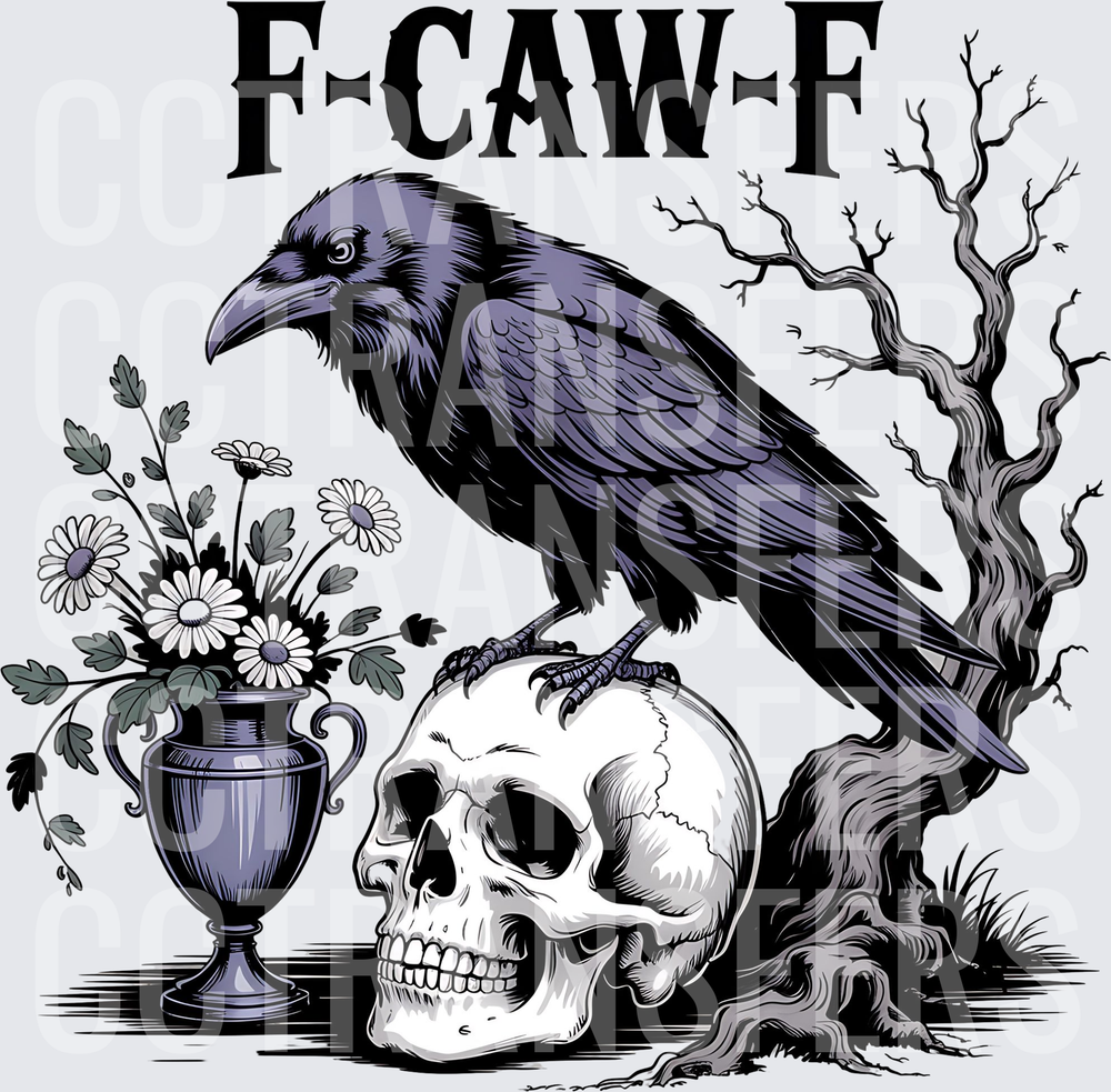 F-CAW-F Gothic Raven Skull Floral Vase Dead Tree (DTF)