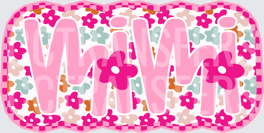 Mimi Retro Floral Pink Bubble Letter Design (DTF)
