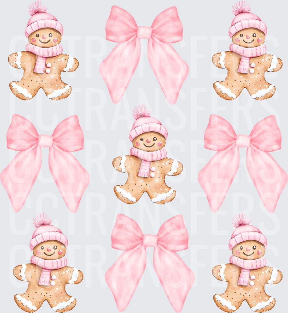 Pink Bow Gingerbread Cookie Gang Christmas Bundle (DTF)
