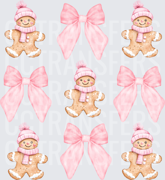Pink Bow Gingerbread Cookie Gang Christmas Bundle (DTF)