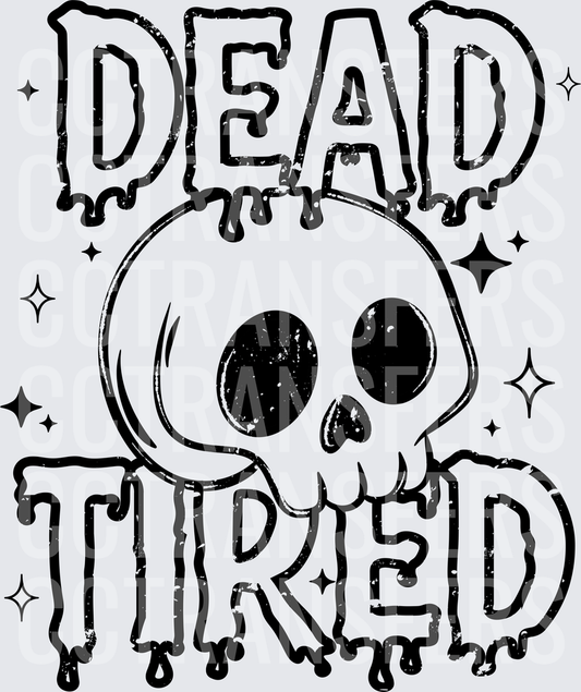 Dead Tired Dripping Skull with Sparkles (DTF)