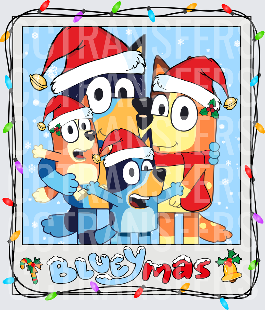 Blueymas Cartoon Dog Family Christmas Polaroid Santa Hats (DTF)