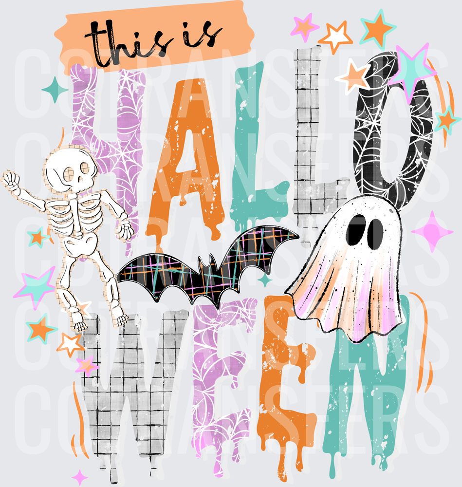 This Is Halloween Dancing Skeleton Ghost Bat Design (DTF)