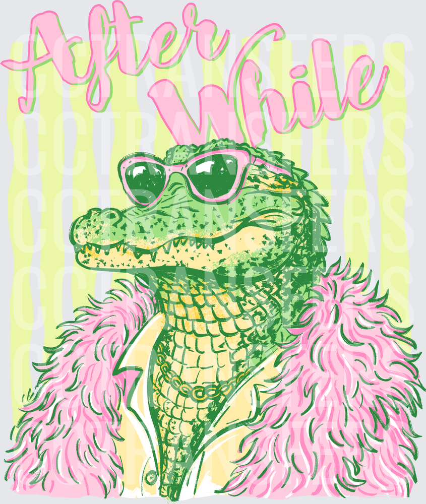 After While Sassy Alligator Pink Fur Coat Sunglasses (DTF)