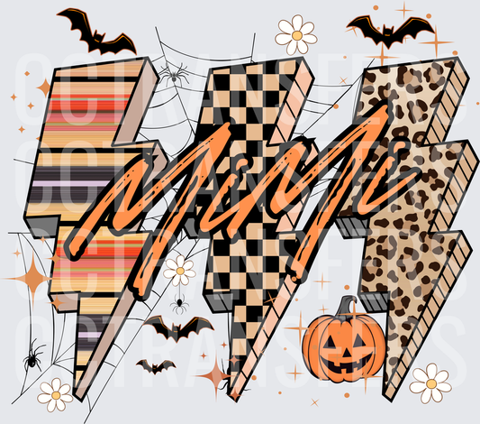 Halloween Mimi Triple Lightning Bolt Serape Checkered Leopard (DTF)