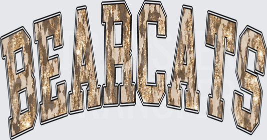 Bearcats Arched Glitter Gold Varsity Letters (DTF)