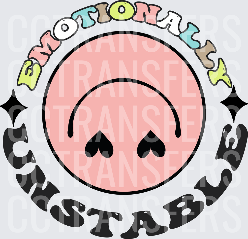 Emotionally Unstable Sad Smiley Face Heart Eyes (DTF)