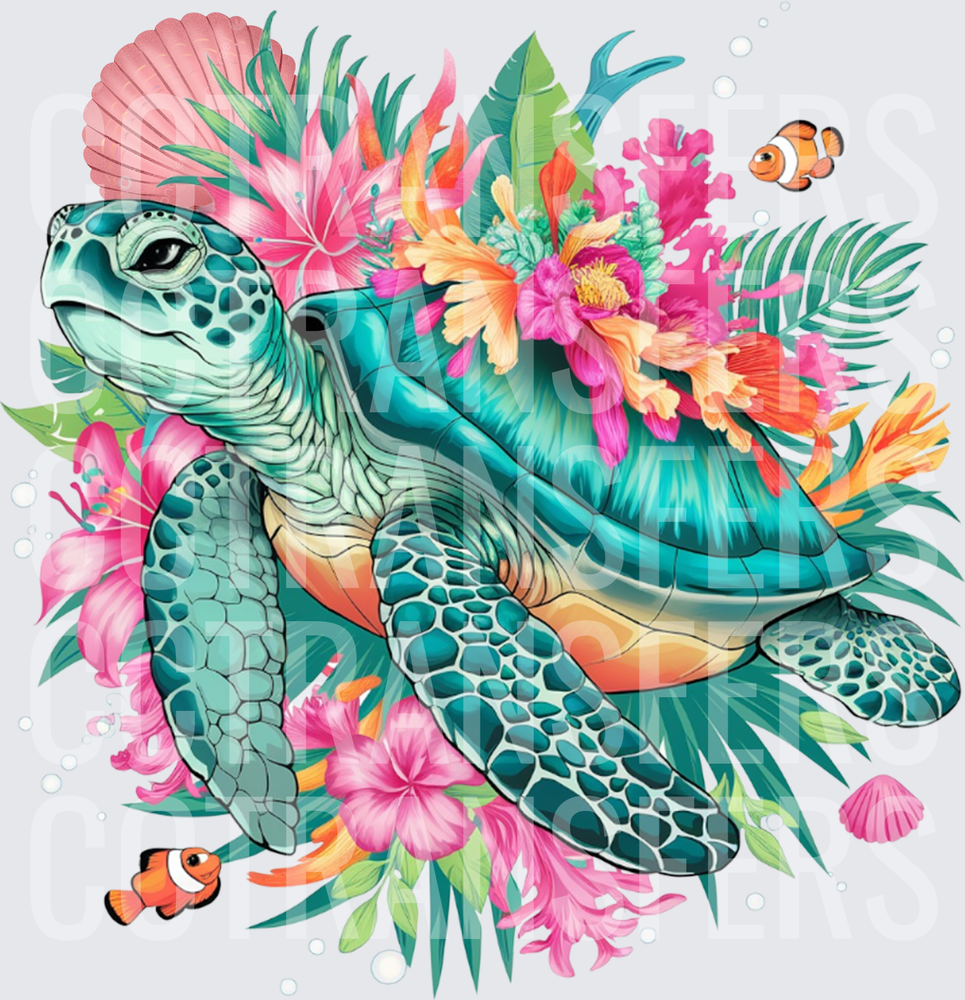 Tropical Sea Turtle Floral Clownfish Ocean Bouquet (DTF)