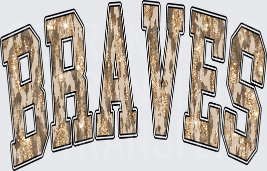 Braves Arched Varsity Glitter Cowhide Letters (DTF)
