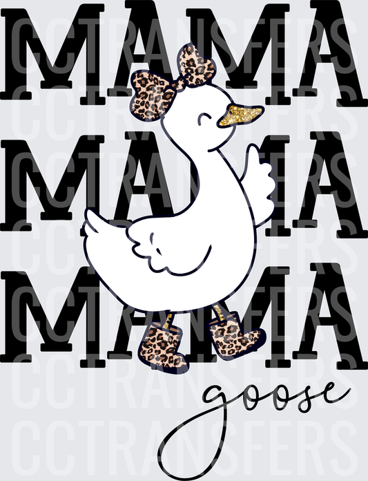 Mama Goose Duck Leopard Bow Boots Stacked Text (DTF)