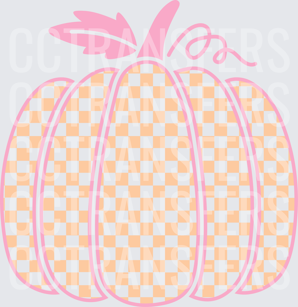 Pink Checkered Gingham Pumpkin Fall Harvest (DTF)