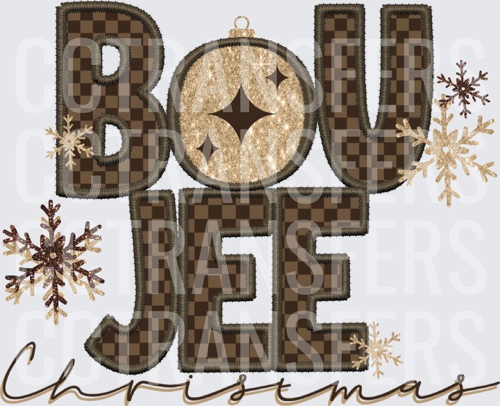 Boujee Christmas Checkered Applique Snowflake Ornament (DTF)