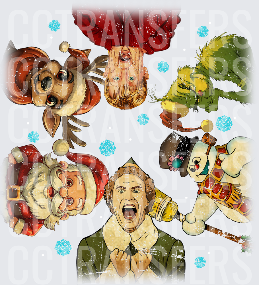 Christmas Movie Characters Circle Snowflake Collage (DTF)