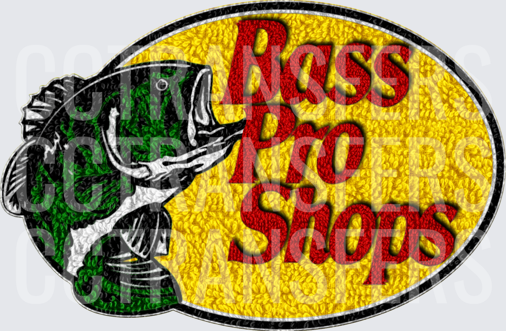 Jumping Bass Fish Oval Logo Textured Embroidery Style (DTF)