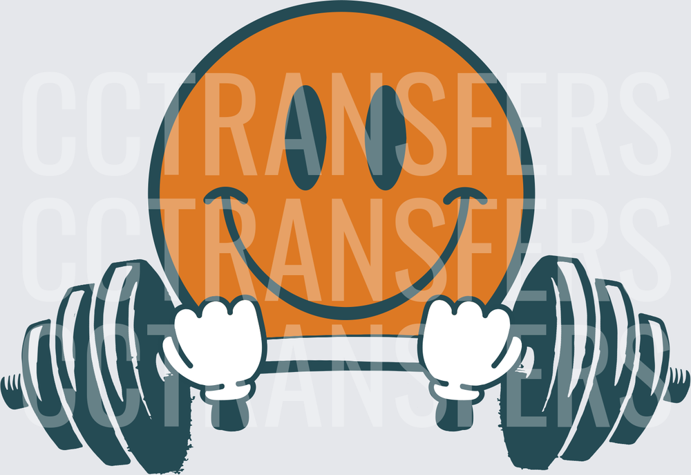 Happy Smiley Face Lifting Barbell Weightlifting (DTF)