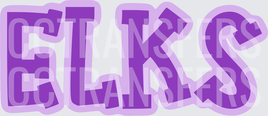 Bold Purple ELKS Graffiti Style Block Letter Wordmark (DTF)