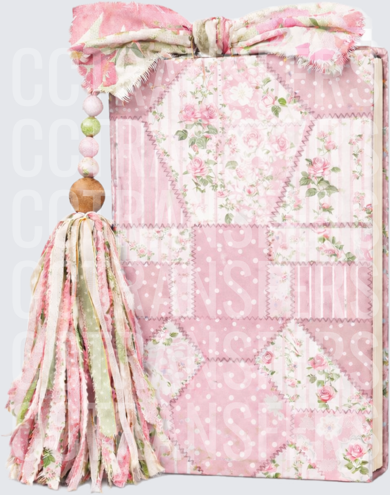 Shabby Chic Pink Floral Patchwork Journal with Tassel (DTF)