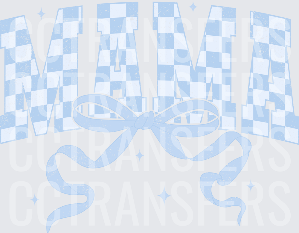 Mama Checkered Distressed Coquette Bow Sparkles (DTF)
