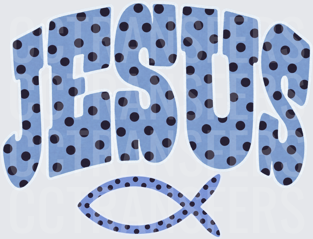 Blue Polka Dot Jesus Ichthys Fish Symbol (DTF)
