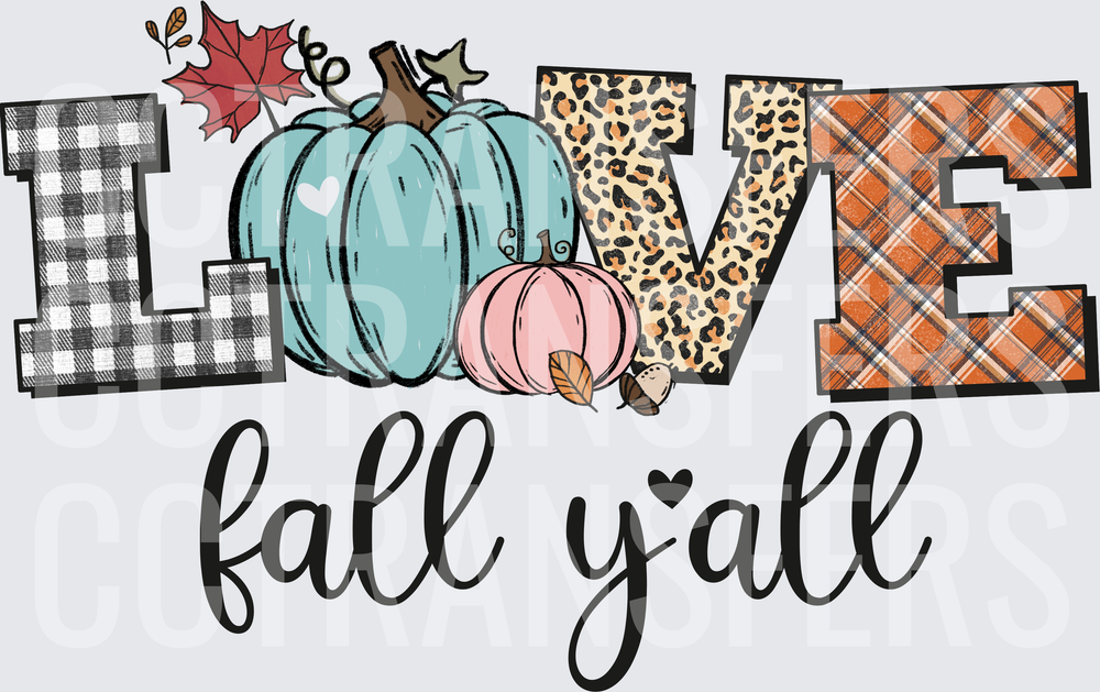 Love Fall Y'all Pumpkins Plaid Leopard Buffalo Check (DTF)