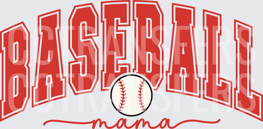 Baseball Mama Arched Varsity Letter Design with Ball (DTF)