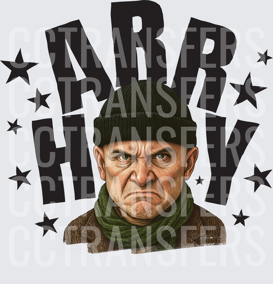 Angry Man Beanie Scarf Harry Hoy Bold Stars Design (DTF)